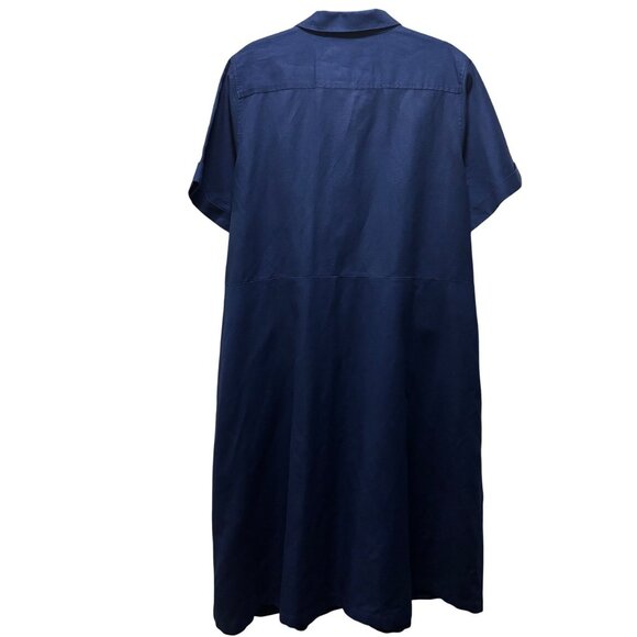 Vineyard Vines Westerly Tie-Front Linen Dress in Deep Bay Size 18 - Picture 2 of 8